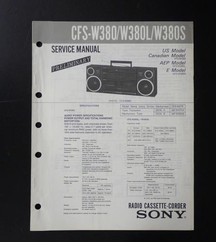 Originale sony cfs w380 - sony, cfs-w380/l/s