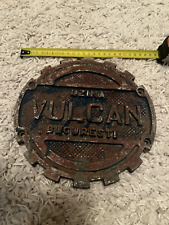 Old Factory Sign Plate Heavy Cast Metal Plaque Industrial Bucharest Romania