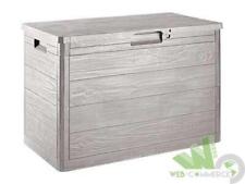 BAULE RESINA EFFETTO LEGNO GRIGIO 77x44xH53 CM RESISTENTE DA ESTERNO MULTIUSO
