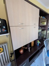 parete attrezzata soggiorno usata lunghezza 3 metri, wenghe e bej