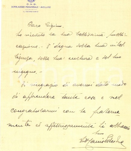 1937 ond avellino lettera - avellino,