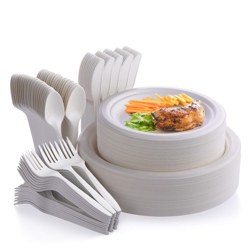 250pcs piatti compostabili con - compostabili,
