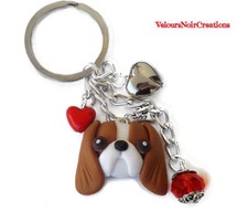 Portachiavi con ciondolo cane cavalier king charles spaniel creato a mano