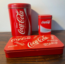 COCA COLA LOTTO 3 SCATOLE DI LATTA VINTAGE  CM  17,5 X 12,5   11X8  20X11X3