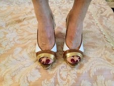 Sandali Mac Collection pelle bianco beige oro cognac zeppa scarpe décolleté