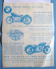 BROCHURE PUBBLICITà MOTO D'EPOCA MOTOCICLISMO BMW  R 51 R 67 R 25 MILANO