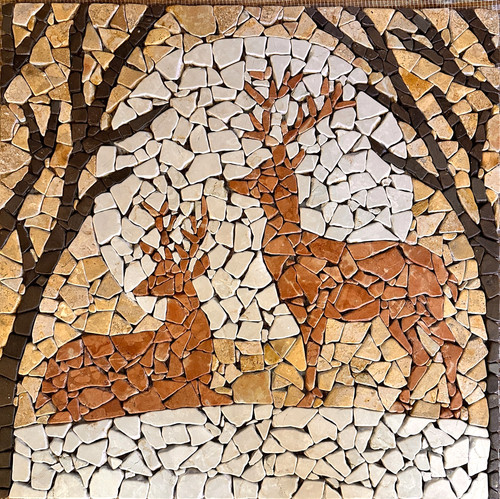 Rosone cervi mosaico di - di, a