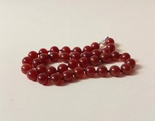 COLLANA AGATA Rossa Perle Tonde VINTAGE Chiusura ARGENTO 925