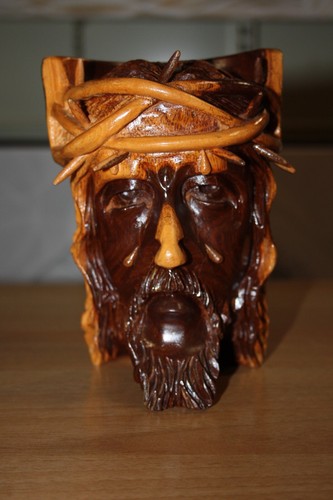 Scultura legno volto santo - scultura,