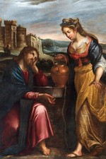 Cristo e la Samaritana | Lavinia Fontana | Stampa biblica XVI secolo
