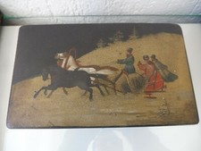 Bella, Molto vecchio, Russo Barattolo Tè, Pittura Lacca, Slitta, 19tes Jh