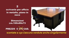 2 scrivanie ufficio piano in noce massiccio base metallo colore testa di moro