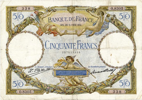 Banconota francia franchi - francia, 50
