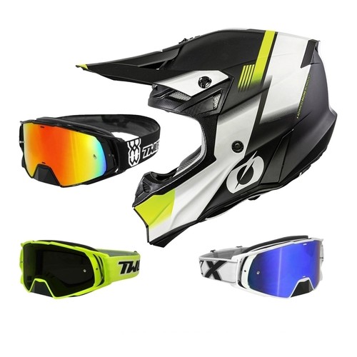 Casco motocross con occhiali