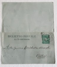 REGNO D'ITALIA BIGLIETTO POSTALE GRIGIO DA 5 CT. VERDE VG. 1900