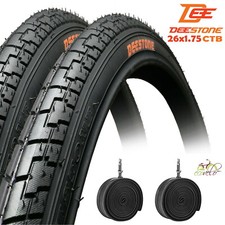 2 COPERTONI 26 X 1.75 + 2 CAMERE D'ARIA PER BICI CITY BIKE NERI SLICK 44-559