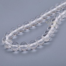 Collana fatta a mano perle pietre preziose rotonde lisce cristallo di rocca t...