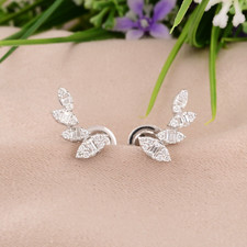 Orecchini 0,60 CT naturali Si/H baguette diamante gioiello 10k bianco massiccio