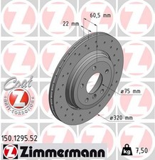 2 dischi freno Zimmermann Sport Z 150.1295.52 per BMW E46 serie 3 Touring 330