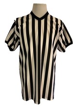Maglia Arbitro Atletico Alleson Taglia Large Camicia a Righe Bianco e Nero NUOVA