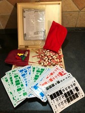 TOMBOLA ITALIANA & GIOCO DELL'OCA in legno, 90 numeri, 48 cartelle 2 dadi 4 oche