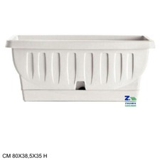 FIORIERA VASO NATURA CM 80X38,5X35 H CON SOTTOVASO A RISERVA D'ACQUA COLOR BIANC