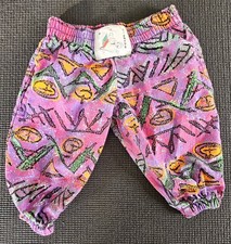 Pantalone bambino vintage anni 80 90 taglia 1 cotone neon modello astratto made in USA