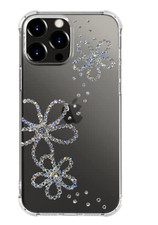 Custodia telefono Bling Daisy Flower fatta a mano con cristalli Swarovski trasparenti
