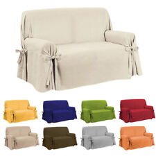 Copridivano Fiocco 1 2 3 4 Posti Cotone Tinta Unita Salva Divano Colori Sarani