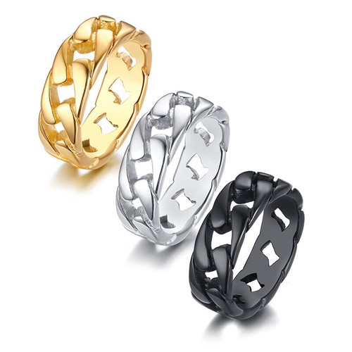 Anello uomo cavo curb catena - anello,