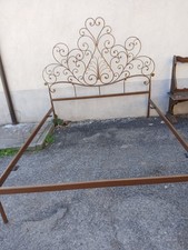 LETTO MATRIMONIALE FERRO A RICCIOLI DORATO - BUONO STATO  COMPLETO - 1940 EMILIA