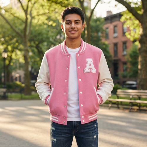 Giacca rosa letterman - rosa,