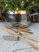 POSATA FORCHETTA FORCHETTINE POSATE in LEGNO di ULIVO per stuzzichini aperitivi 