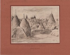 Ottone Rosai - I pagliai - Litografia del 1942