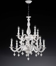 Lampadario classico lusso ceramica bassano bianco a 12 luci luxury r003