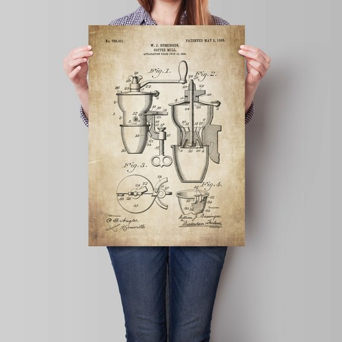 Poster brevetto mulino caffè