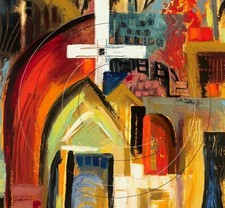 Stampa astratta su tela di