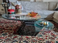 Tavolino Salotto In Marmo E Cristallo