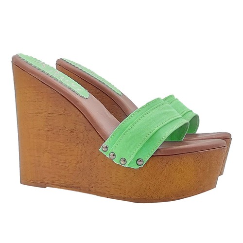 Scarpe donna zeppe alte verdi