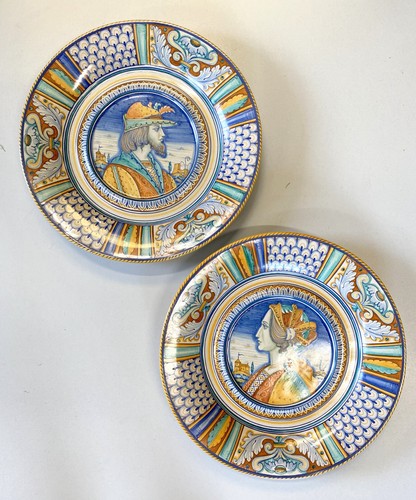 Coppia piatto pompa maiolica - pompa,