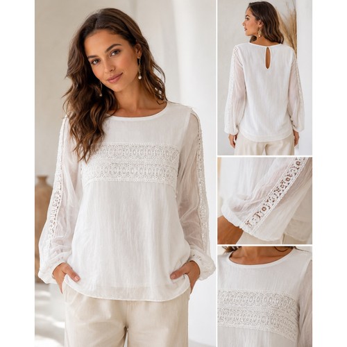 Blusa giulia pizzo seta donna - blusa,
