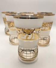 6 bicchieri anni 50 vintage oro e bianco opaco