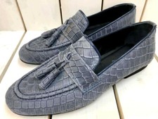 Designer Pantofola Mocassini Grigio Coccodrillo pelle di Vitello Scarpe