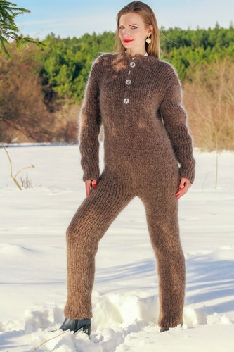 Body mohair fuzzy marrone - , tuta