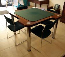 ♥ TAVOLO DA POKER DA GIOCO + 4 SEDIE CROMATE LEGNO ANNI 70 VINTAGE SPACE AGE