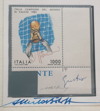 AUTOGRAFI GUTTUSO E CARRARO PERIZIA BOLAFFI SU 1000 LIRE MONDIALI CALCIO