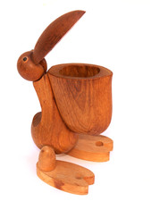 Vintage Hans Bolling Zoo Line Pelican Mid-Century danese moderno uccellino in legno