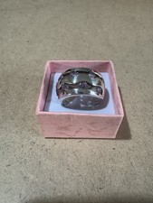 Anello Fascia Spessa Argento 925 E Brillanti Di Ametista Viola 14.5GR 17.4MM