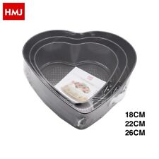 x Set 3 Teglie Tortiere Antiaderenti Cuore Torte Forno Stampo 18/22/26cm hmj