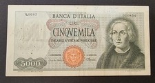 CINQUEMILA 5000 LIRE COLOMBO 1 CARAVELLA CARTA BIANCA DECRETO 4/01/1968 ITALIA